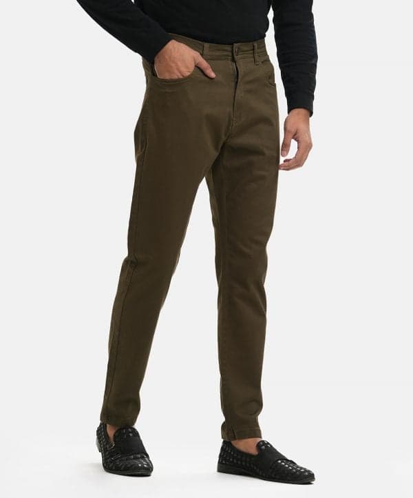 Olive Green Stretchable Cotton Slim-fit Chinos Pant