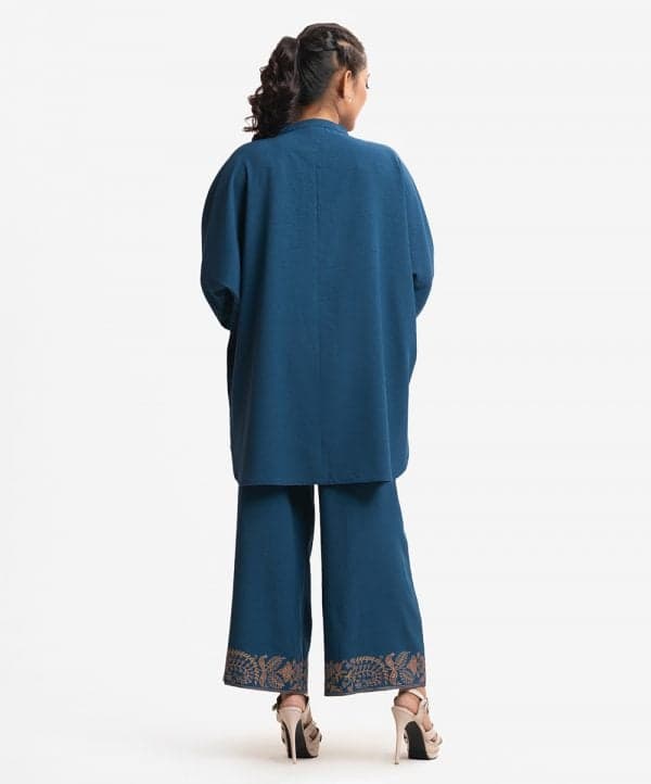 Blue Georgette Abaya-style Top Bottom Set